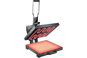 VEVOR Heat Press, 15 x 15 inch Heat Press Machine for T-Shirts, Fast and Even Heating, Easy to Use, High Pressure for Digital Industrial-Quality Sublimation Printer for Transfer Vinyl, T-Shirt, Black