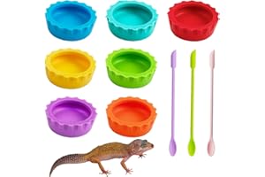7 Pcs Crested Gecko Tank Accessories Food Dish and 3 Pcs Silicone Scoops, Crested Gecko Food and Water Feeding Cups Colorful 