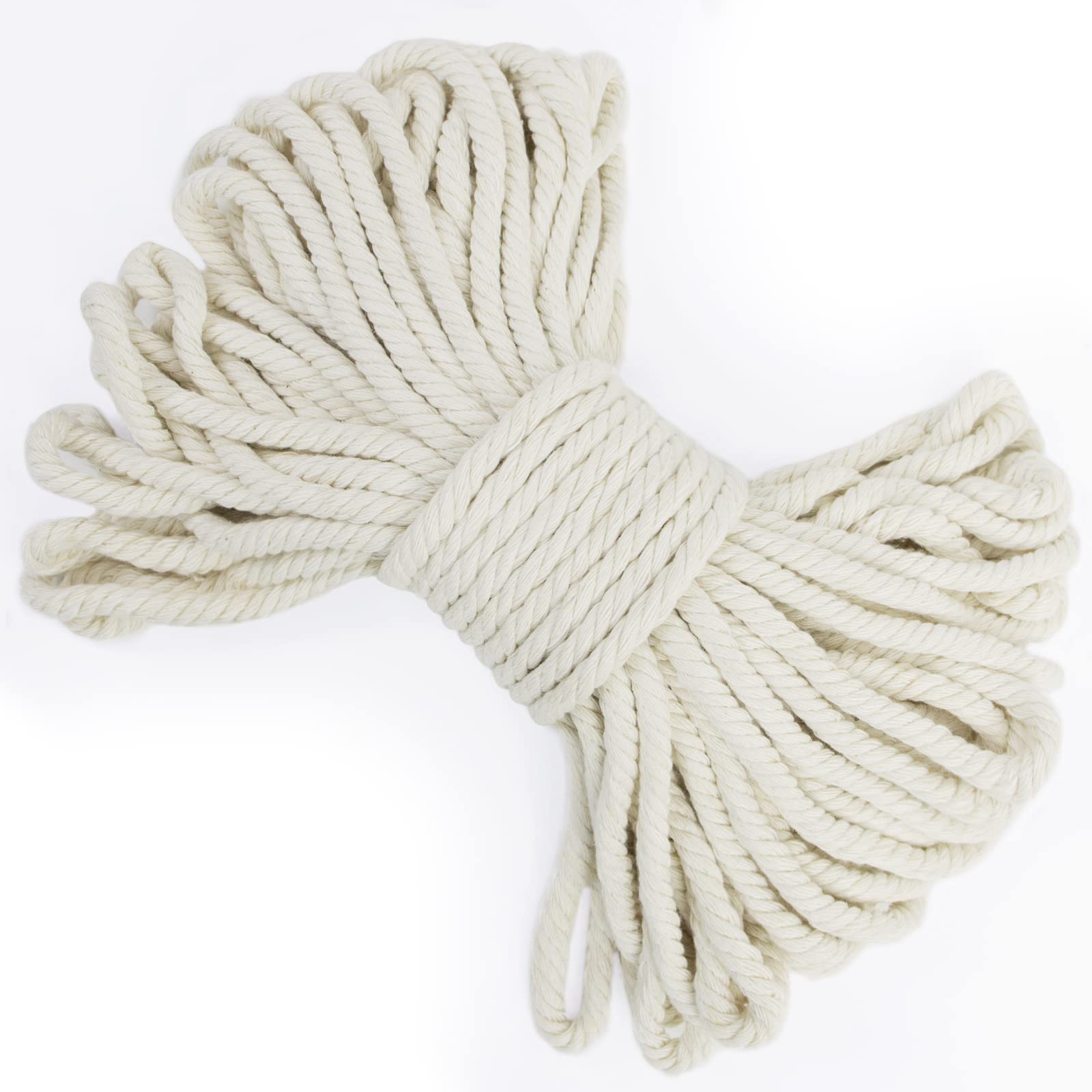 LEREATI Macrame Cord 6mm x 20m, Thick Cotton Macrame Rope Yarn Craft String, Coloured Cotton Cord for Macrame Plant Hanger, Wall Hanging, DIY Crafts, Gift Wrapping, Home Decorations (Natural)