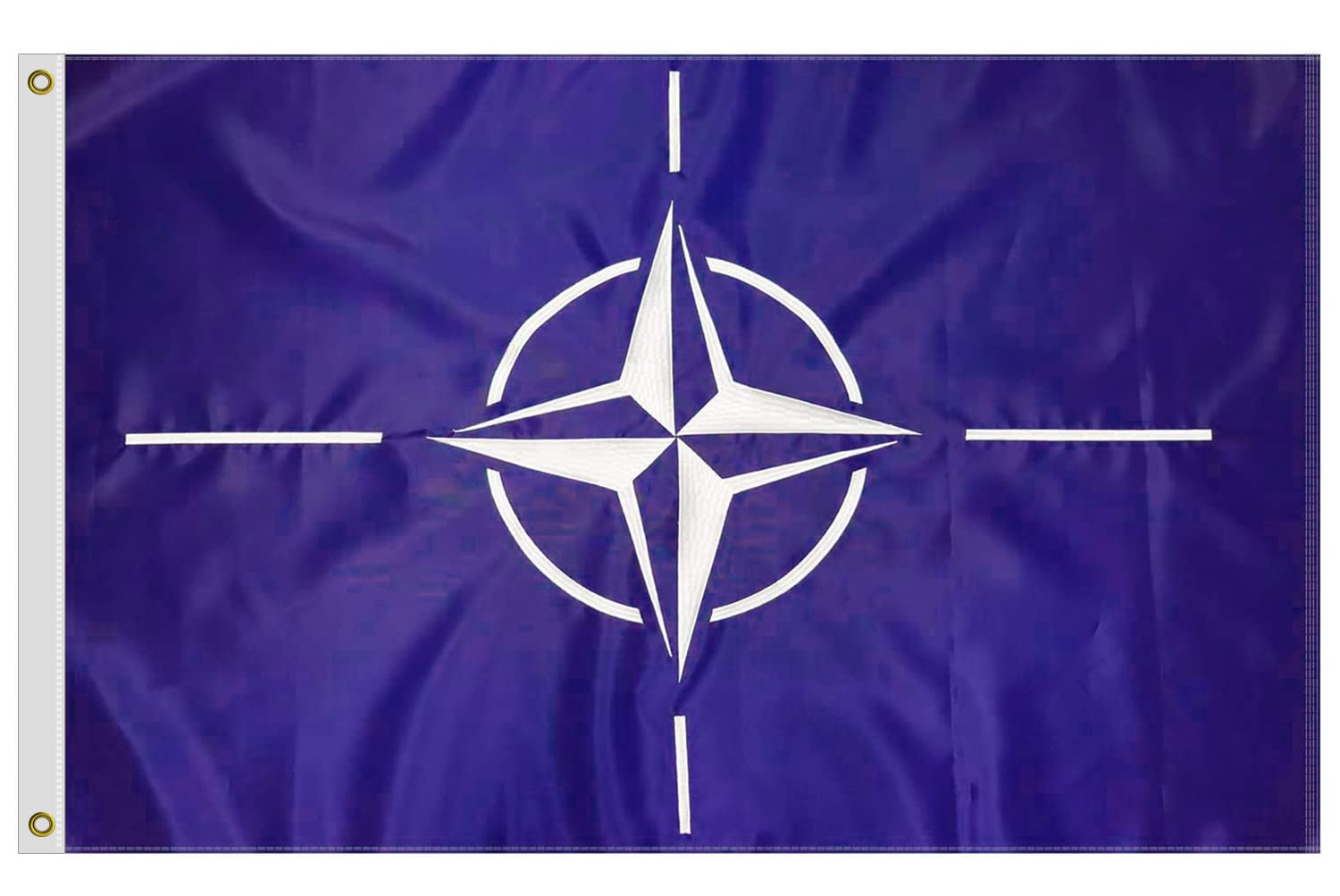 Heavy Duty Flag of NATO 3x5 Ft,Longest Lasting Nylon 210D|Embroidered Compass Rose Four Rows Stitching Fly Ends|North Atlantic Treaty Org Flags Decoration Gift Yard House Alliance Banner — image 1