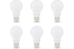 Amazon Basics A19 LED Light Bulb, 40 Watt Equivalent, Energy Efficient 6W, E26 Standard Base, Soft White 2700K, Non-Dimmable,