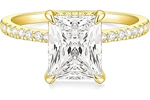 TIGRADE 4CT Engagement Ring for Women Radiant Cut Cubic Zirconia Wedding Band CZ Promise Anniversary Ring Size 3-11