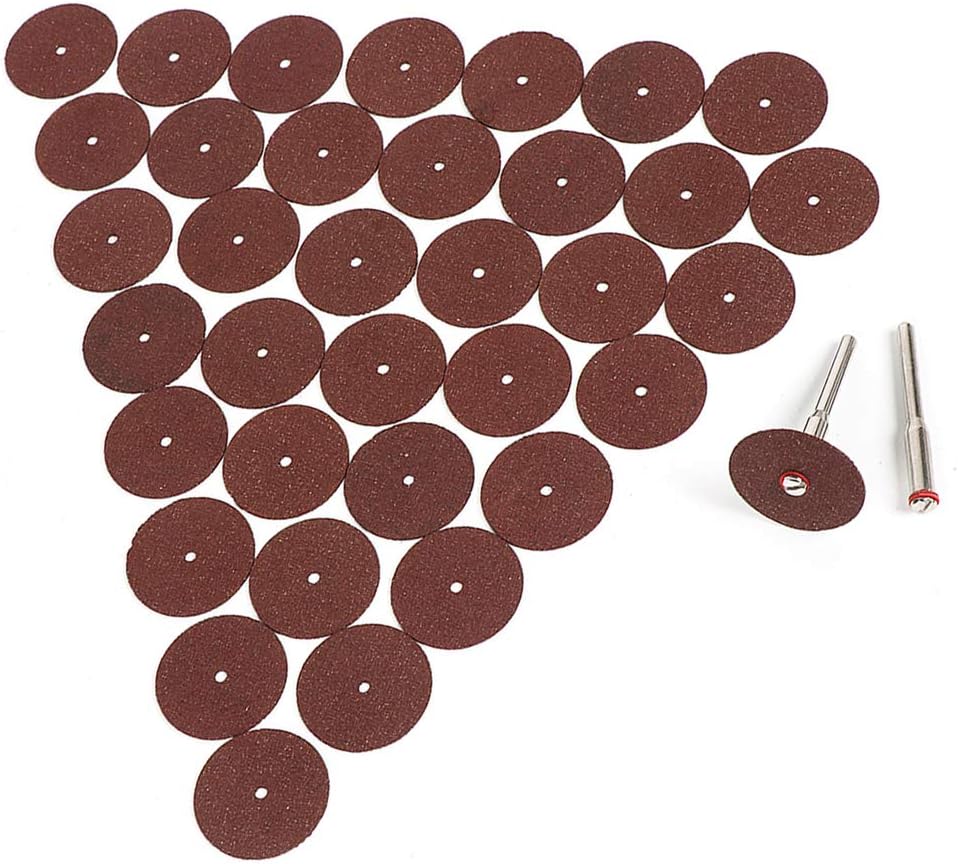 36 Packs 1/8'' Shank 24mm Resin Abrasive Cutting,Grinding,Sanding Wheels Disc Set with 2 Pcs Mandrel for Dremel Rotary tools by Lukcase