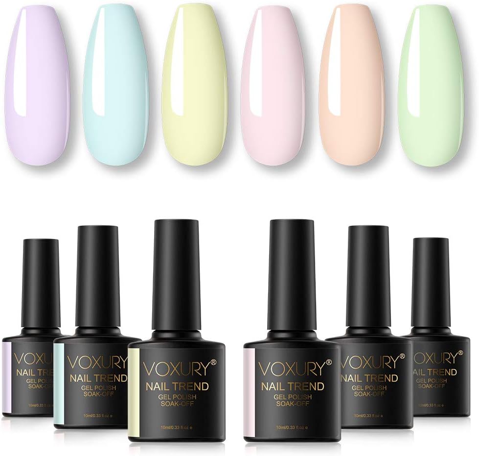 VOXURY Smalto Semipermanente per Unghie Gel Pastello 6pzs Set in Gel UV LED, 6pz Kit Smalti per