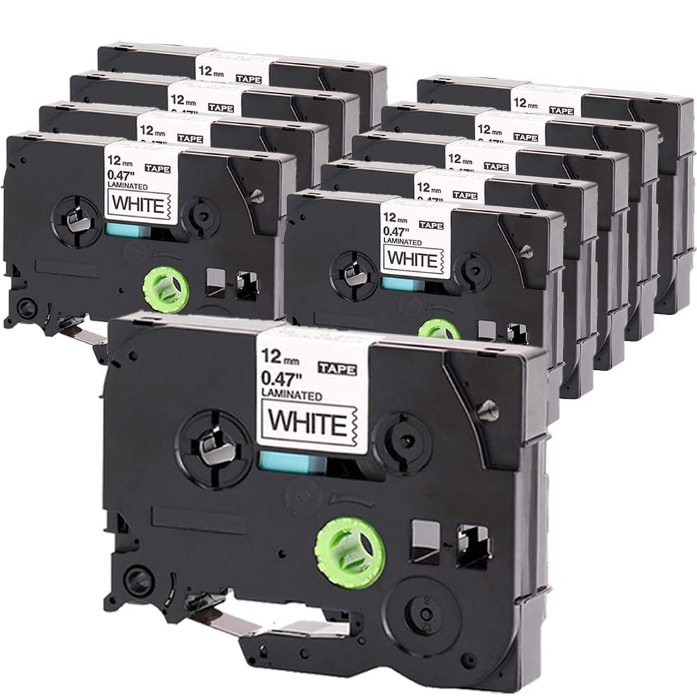Molabel Pack of 10 Compatible TZ231 TZe231 for Brother TZe-231 TZ-231 Tze 12 mm 0.47 Laminated White Tze Label Tape for P-Touch PT-H100R PT-H105 PT-H100LB PT320 PT340 ST1150 ST1150DX PT1300 PT1700 โ image 1