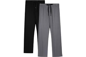 BAMBOO COOL Mens Pajama Pants Sleep Lounge Bottoms Soft Comfy Pj Pant Sleepwear with Pockets 2 Pack