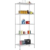 BestOffice | 5-Tier Wire Storage Shelves | 14x24x60 | Chrome | Heavy-Duty Metal Shelf, Holds Upto 750 lbs | No-Tool Assembly | Ideal for Home & Garage Shelving