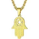 PROSTEEL Vintage Hamsa Hand of Fatima Evil Eye Necklace, Good Luck Success Amulet Jewelry, Stainless Steel Necklace for Men Women, Come Gift Box