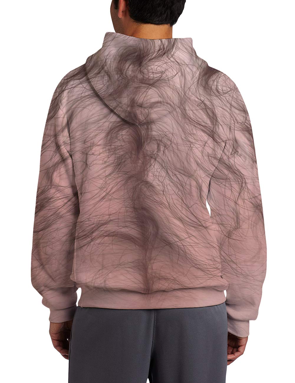 Leapparel Unisex Pullover Colorful 3D Hoodie Galaxy Sweatshirt for Men and Women Cool Graphic Prints Sweater with Big Pocket (Large/X-Large, Chest Hair-Pink)