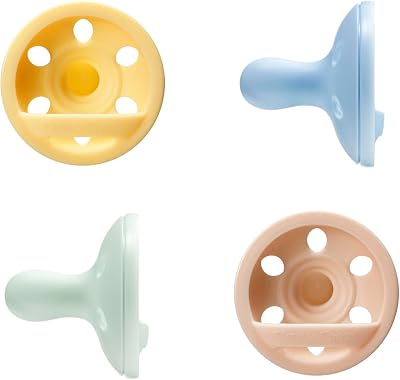 Sucette Imitant le Sein, 0-6 Mois, Lot de 4, Légère, Orthodontique, Design en Une Seule Pièce en Silicone, Tétine Symétrique