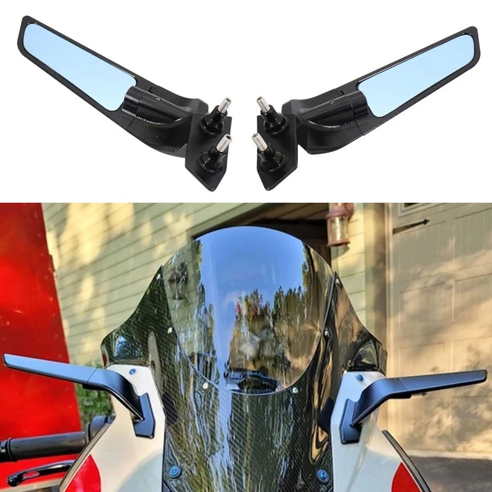 Photo 1 of CNC Aluminum Motorcycle Mirrors Adjustable Wind Wing Side Mirrors Anti-Glare Rearview Mirrors Fits for BMW S1000RR 2019-2024 Black Motorcycle Rear View Mirror (Year: 2019-2024)