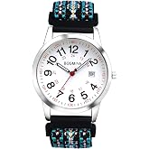 Avaner Stretch Band Wrist Watches: Braided Striped Elastic Strap Large Face Easy Reader Quartz Watch for Men Women
