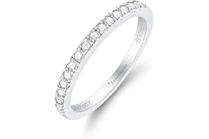 SILVERNANA Moissanite Wedding Band,925 Sterling Silver Wedding Ring for Women Stackable Eternity Rings for Her Size 4-10