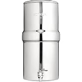 Boroux Compact Gravity-Fed Countertop Stainless Steel Water Filter System | 1.8 Gallons with 2 Authentic Black Foundation Filters
