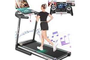 SYTIRY Treadmill with 10" HD TV Touchscreen,Folding 3.25HP Brushless Motorand Incline Treadmills,WiFi Connection,3D Virtual Sports Scene,YouTube,Bluetooth Speakers etc