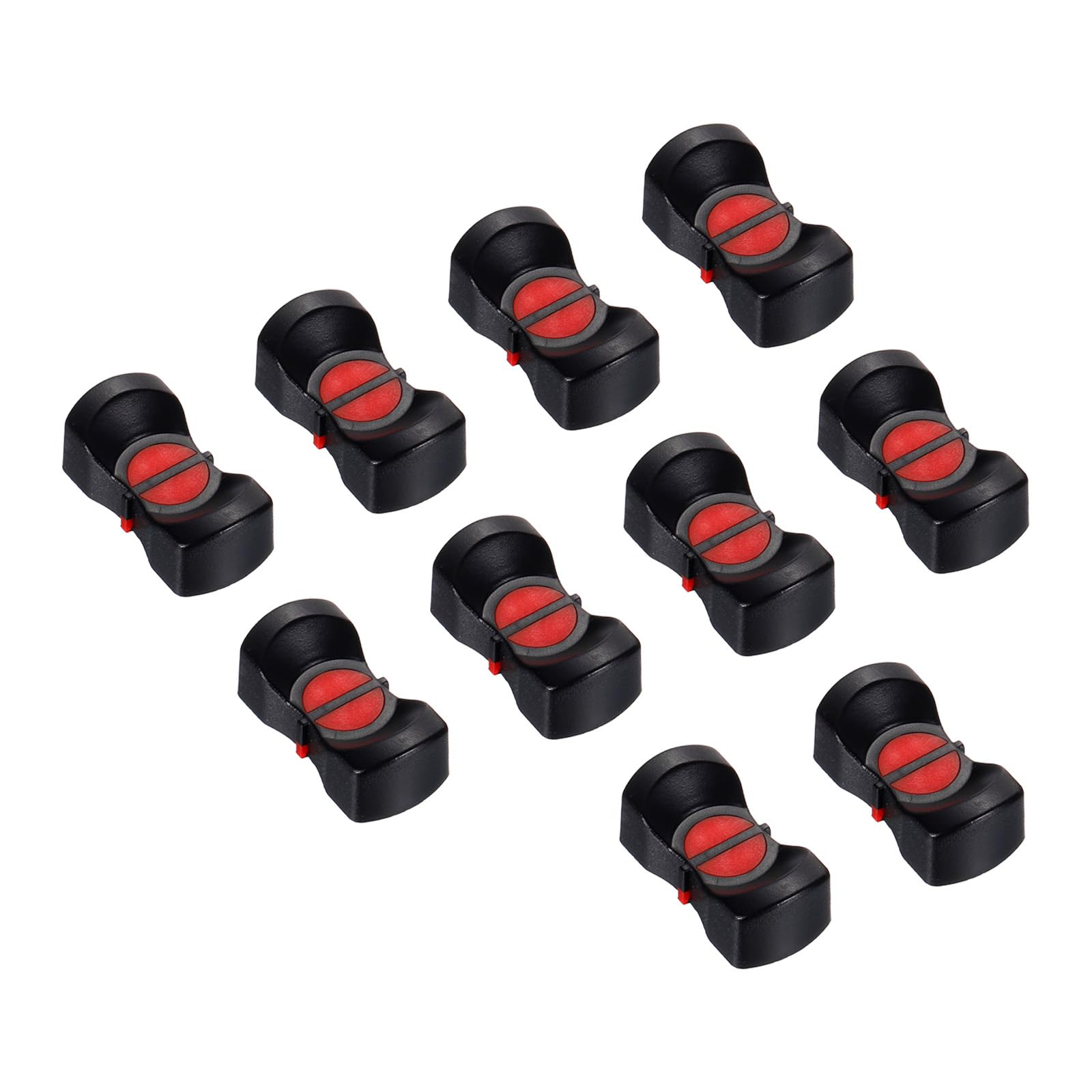 PATIKIL Console Mixer Slider Fader Knob Cap Touch Sensitive Slider Insert Shaft 24.5x12x9mm ABS Black Red for Potentiometer Pack of 10