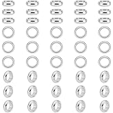 UNICRAFTALE 100pcs 6mm Metal Spacer Beads Stainless Steel Loose Beads Large Hole Spacer Bead Smooth Surface Loose Beads Finding for DIY Bracelet Necklace Jewelry Making Craft, Hole 4mm