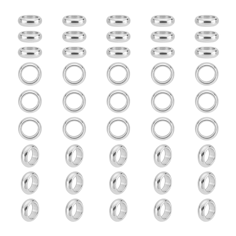 UNICRAFTALE 100pcs 6mm Ring Spacer Beads Stainless Steel Loose Beads O Pattern Large Hole Spacer Bead Smooth Surface Beads Finding for DIY Bracelet Necklace Jewelry Making Craft, Hole 4mm