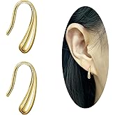Teppdfann Tiny Pull Through Earrings Simple 925 Sterling Silver Earrings Minimalist Teardrop Threader Earrings for Women Trendy -Gold & Silver