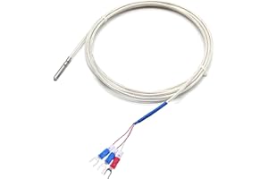 RTD Pt100 Temperature Sensor Probe, Jaybva Waterproof Stainless Steel Thermistor Three Wire High Precise Accuracy Range:-50℃ to 200℃ 6.6 Feet Wire