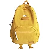 MININAI Novelty Duck Backpack Funny Animal Cartoon Corduroy Backpack Kawaii Aesthetic Laptop Backpack Preppy Stuff (Yellow)