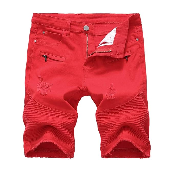 red destroyed shorts