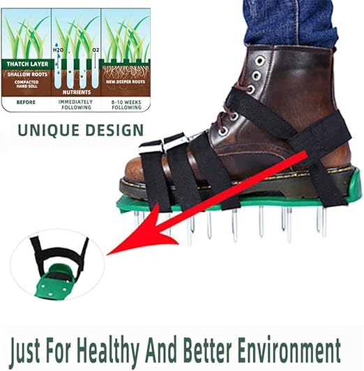 HBRE Aireador De Cesped Zapatos,8 Correas Ajustables PP Aireador De