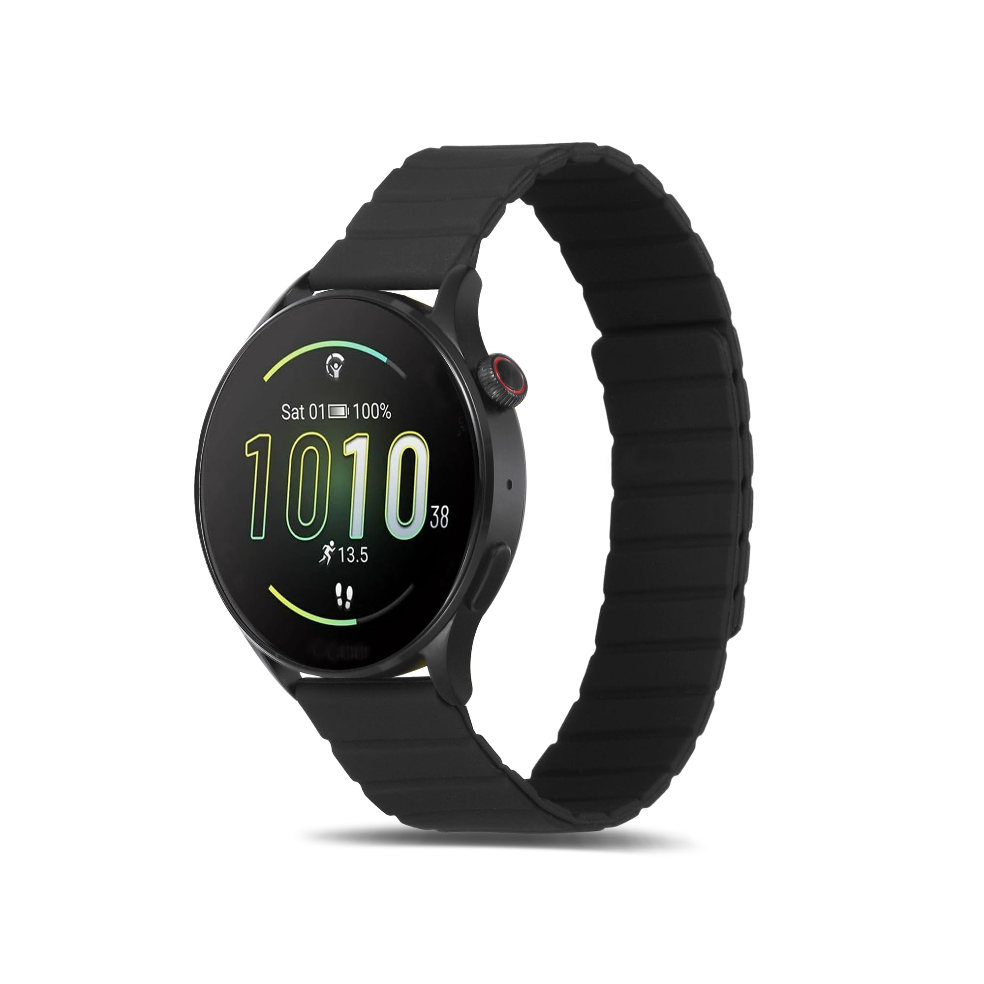 Koelaa Magnetic Strap for Garmin Forerunner 265/255/255 Music/965/Vivoactive 4/Venu 2, 22mm Replacement Straps, Magnetic Silicone Adjustable Strap-Black