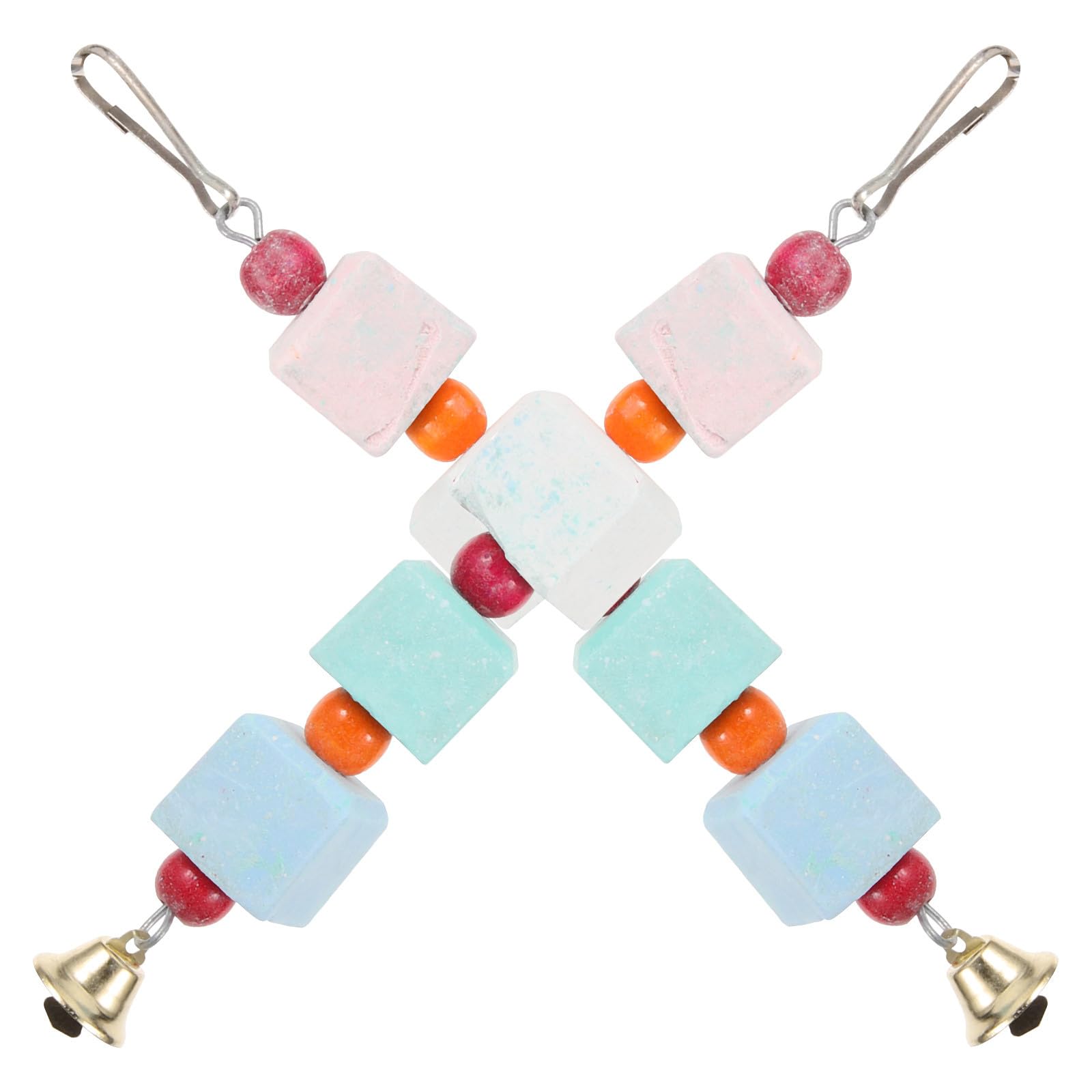 POPETPOP 2 Packs Parrot Beak Grinding Stone with Bell- Parrot Mineral Stone Parakeets Molar Beads Grinding Teeth Toy Chew Blocks for Parrots Parakeets