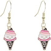 Peasimy Alloy Drip Oil Ice Cream Earrings Summer Sweet Cute Cartoon Dessert Dangle Earrings for Women Lightweight Party Jewelry Accessories