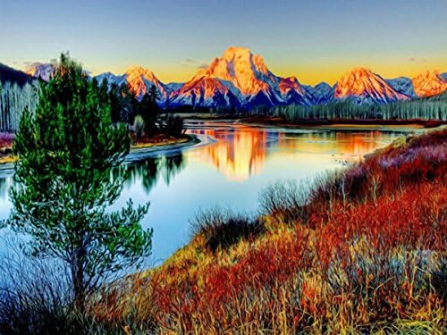ZHENC 5D DIY Square Diamond Painting Drawing Crafts Morning River Mountains Landscape Embroidery Needlework Full Drill Decor Cross Stitch Kits