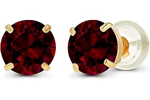 DECADENCE Solid 14K Yellow or White or Rose Gold 6mm Round Genuine Birthstone Gemstone Prong Set Stud Earrings For Women