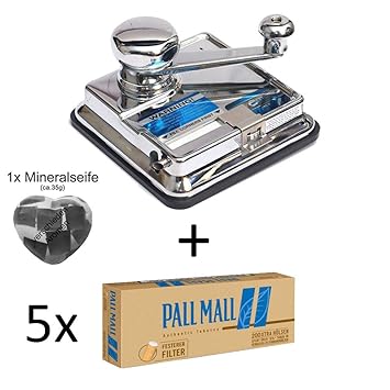 OCB® MikrOmatic Duo (Stopfmaschine) + 1.000 (5x200) Pall MALL Authentic Blue Xtra (Zigarettenhülsen) + 1x Seife
