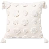 PLWORLD White 20x20 Boho Throw Pillow Cover Tufted Chenille 1PC No Insert