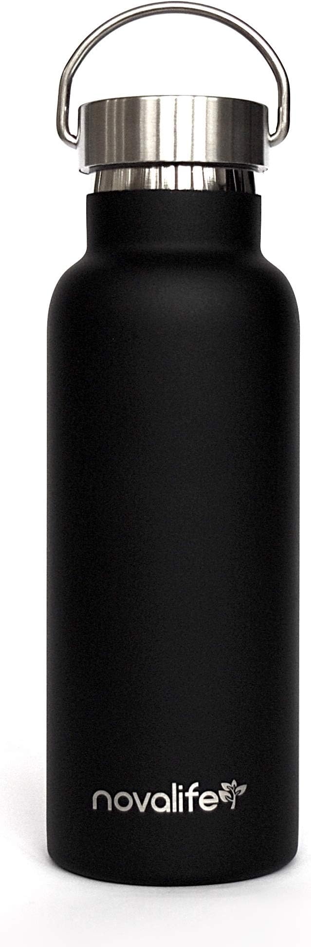 Novalife - Stainless Steel Double Walled 500ML Water Bottle & Flask | 12 Hours Hot, 24 Hours Cold | Wide Mouth | Lightweight | Leak Proof | BPA Free, Eco-Friendly | No Sweating