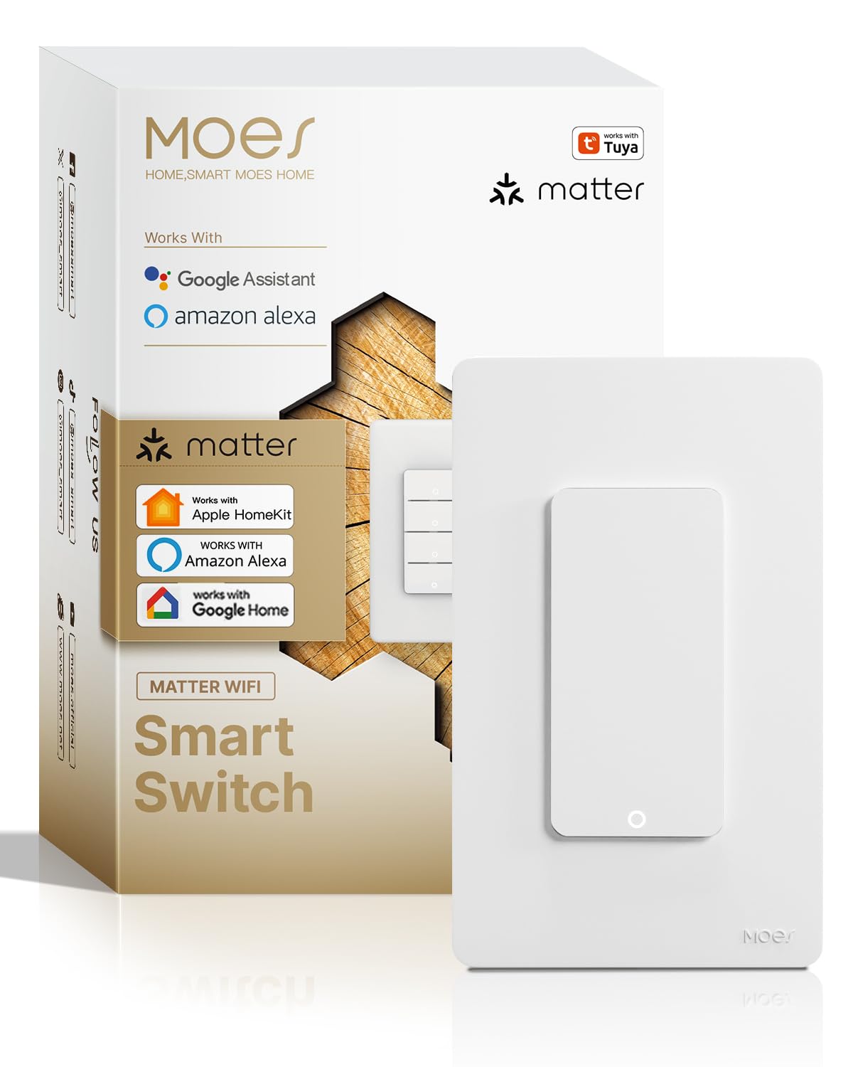 Photo 1 of ***MISSING PARTS***
MOES Matter-WiFi Smart Light Switches, Netural Wire Required, 2.4GHz Single Pole Switch, Compatible with Alexa Google Assistant, Remote Control