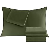 Pillowcases King 4 Pack, 20x36 Pillow Cases with Envelope Closure, Soft Plain Brushed Microfiber Covers Breathable Wrinkle-Resistant, Olive Green