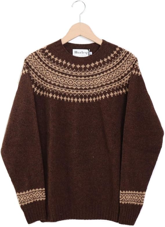 Amazon Co Jp Harley Of Scotland Harley Of Scotland Nordic Snow Print Shetland Crew Neck Knit Sweater For Men And Women M3170 7 Clothing Accessories
