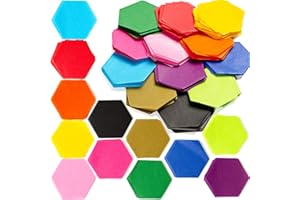 Exquiss 1200 Pieces 12 Colors Tissue Paper Hexagon 2.4 x 2.2 Inch Bulk 12 Colors for Art Paper Craft Scrunch Art Kids Craft DIY Craft Tracing Scrapbooking Embellishments Mural Rainbow School Supplies