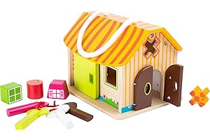 Small Foot Wooden Toys Wood Shed with Keys Motor Skills Playset Designed for Children 12+ Months, Multi (10315)