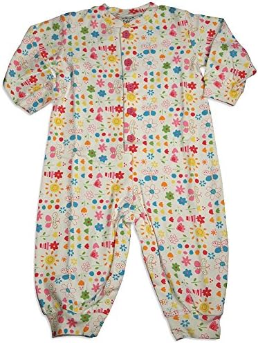 New Potatoes - Baby Girls Long Sleeve Springtime Coverall, White, Multi 30954-24Months