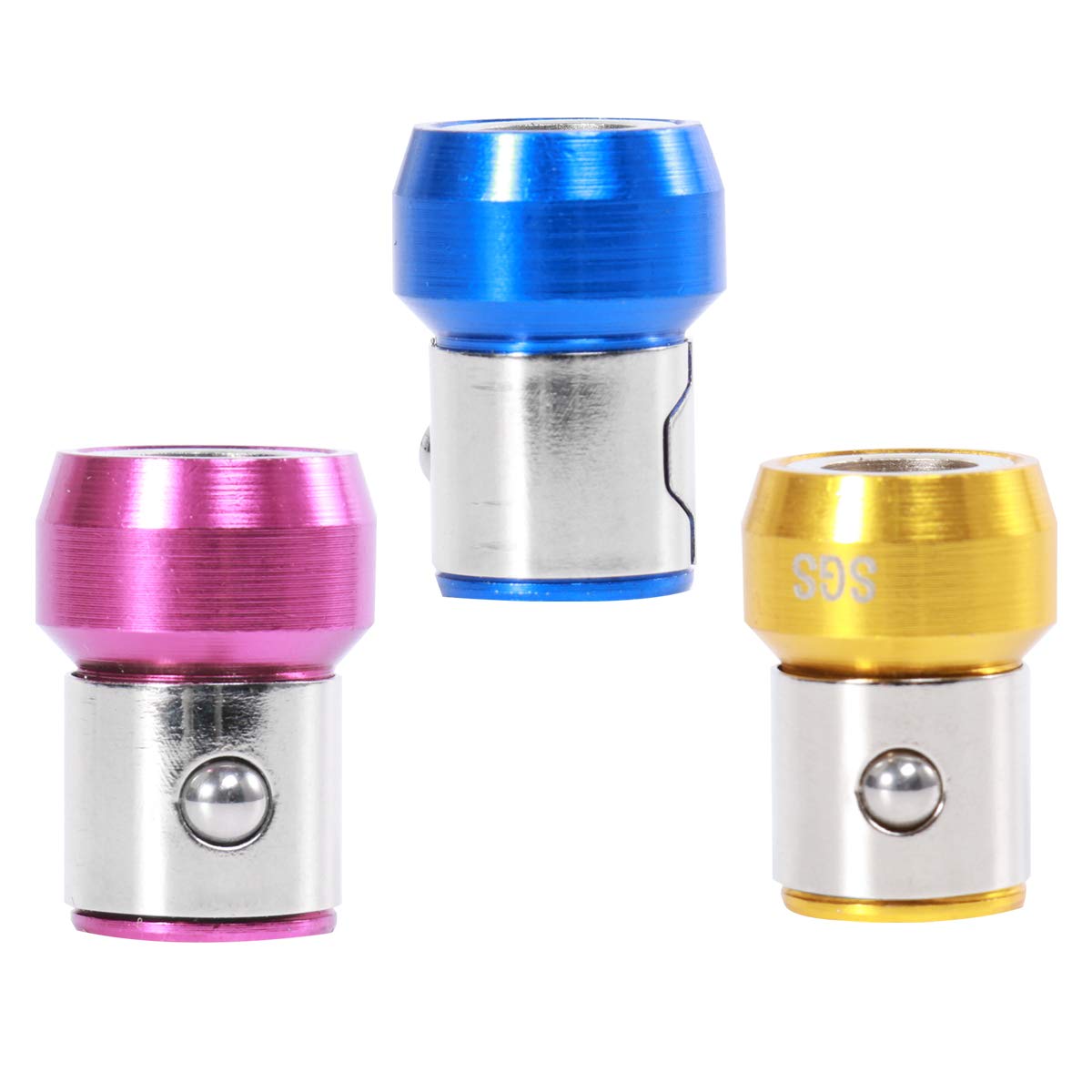 iplusmile 3pcs Screwdriver Bits Magnetic Ring 6.35mm Metal Strong Magnetizer Screw Useful Universal Durable Practical Anti Slip Bits Sleeve