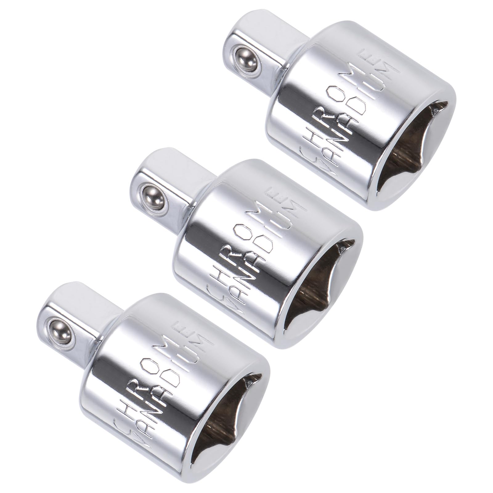 CoCud Socket Reducer, 3/8" to 1/4" Joint Size, CR-V Spring-Loaded Ball Detent Safe & Firm Impact Socket Adapter - (Applications: for Automotive Maintenance), 3-Pieces