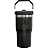 Stanley IceFlow Flip Straw Tumbler with Handle 20 oz | Twist On Lid and Flip Up Straw | Leak Resistant Water Bottle | Insulated Stainless Steel |BPA-Free | Black 2.0