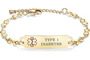 AOAMID Medical Alert Bracelets for Women Adjustable Personalized Free Engrave Medical ID Bracelets 6.5-8 Inch