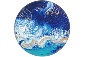 Mouse Pad,Cute Round Mousepad,Smooth Surface Mouse Pad Perfect for Gaming and Working (Blue White Marble)