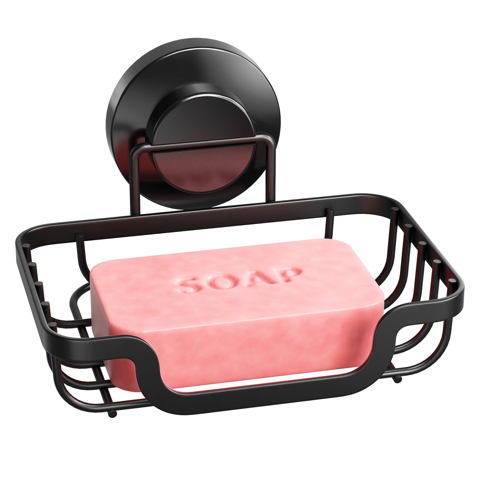 TAILI Suction Soap Dish for Shower, Max Hold 5 KG Soap Holder Shower for Bathroom, Wall Mount Sponge Tray, Removable, Metal Bathtub Organizer, Drill-Free Sink Holder, Stainless Steel, Black