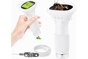 GINOCACO Portable Digital Microscope for Kids, Pocket Handheld Microscope Camera with 2'' Inch Screen, Educational Science Christmas Birthday Gifts for Age 3 4 5 6 7 8 9 10 11 12 Girls Boys - White