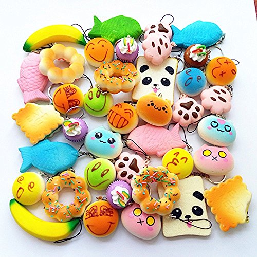 AOBOR Jumbo Medium Mini Soft Squishy Cake/Panda/Bread/Buns Phone Straps (10pcs) - Thumbnail 2