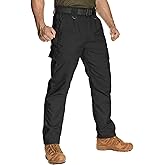 Toumett Tactical Pants for Men Stretch Cargo Pants Ripstop Outdoor Work Pant Lightweight Water Resistant Hiking Pants(9923,Black,36)